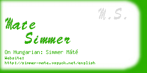mate simmer business card