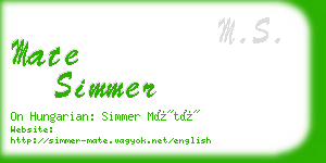 mate simmer business card